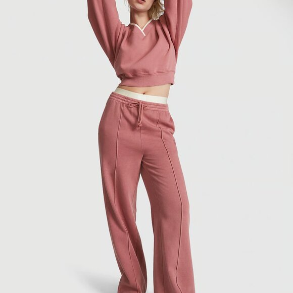 NWT PINK Premium Fleece V-Neck Pullover, Soft Begonia - Picture 2 of 4